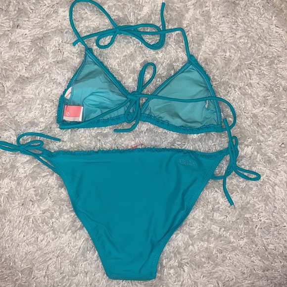 Split Teal Ruffle Bikini - Picture 3 of 3